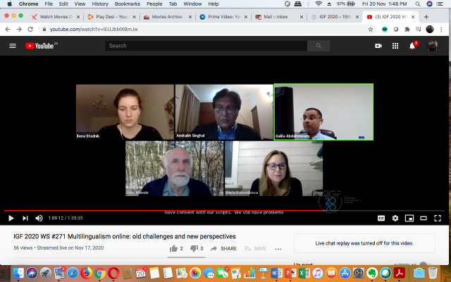IGF 2020 WS #271 Multilingualism online: old challenges and new perspectives